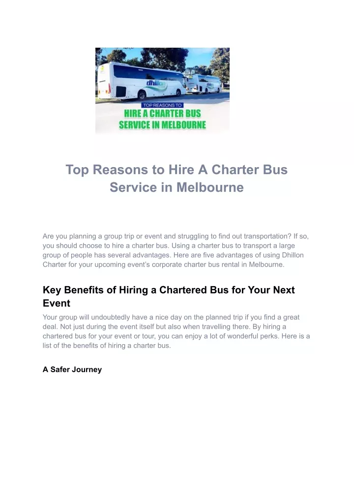 top reasons to hire a charter bus service