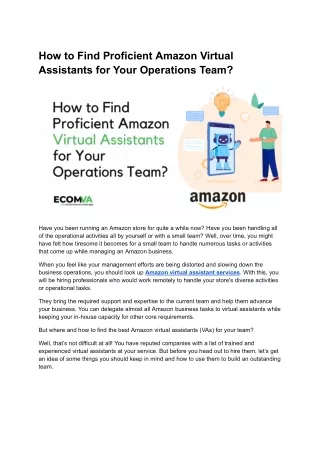 how to find proficient amazon virtual assistants