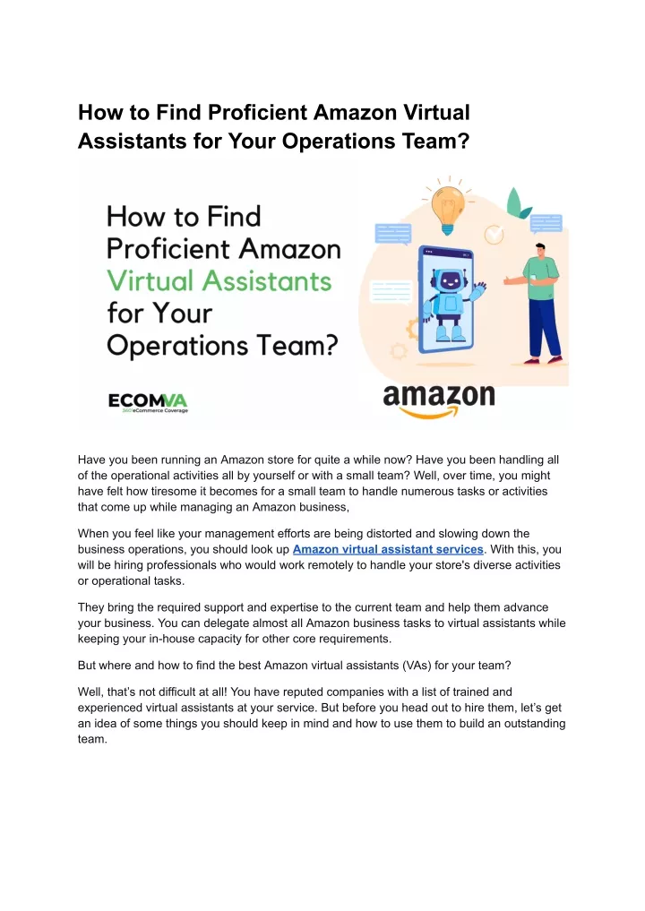 how to find proficient amazon virtual assistants