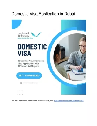 Domestic Visa Application in Dubai