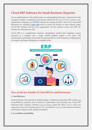 Cloud ERP Software for Small Business: Hypernix