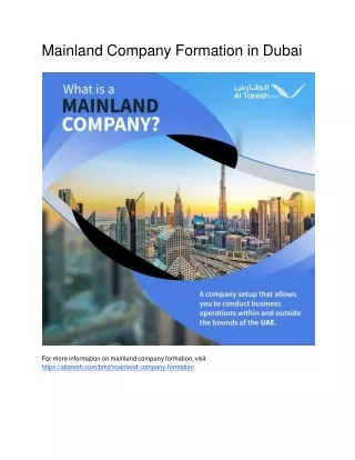 Mainland Company Formation in Dubai