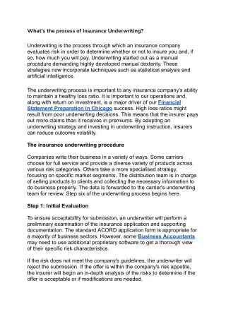 what s the process of insurance underwriting