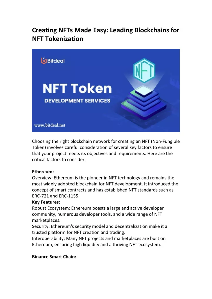 creating nfts made easy leading blockchains