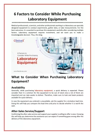 6 Factors to Consider While Purchasing Laboratory Equipment