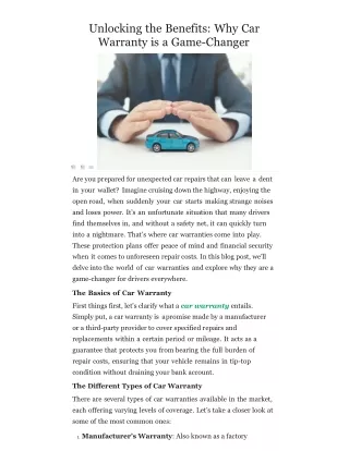 unlocking the benefits why car warranty is a game