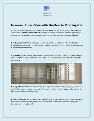 Increase Home Value with Shutters in Morningside