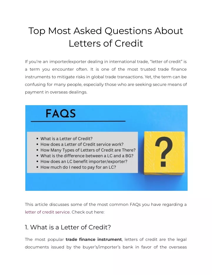 top most asked questions about letters of credit