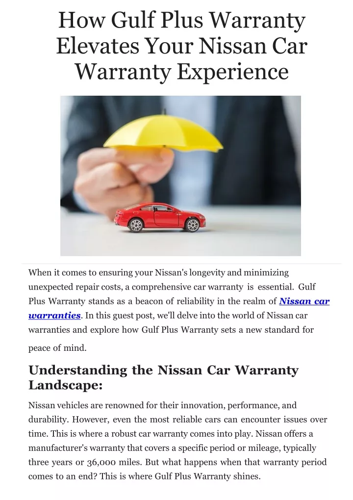 how gulf plus warranty elevates your nissan car warranty experience