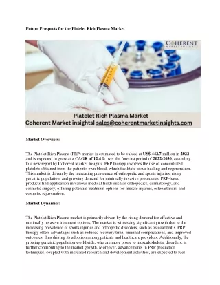 Platelet Rich Plasma Market