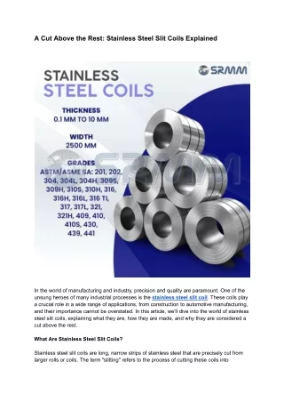 A Cut Above the Rest_ Stainless Steel Slit Coils Explained