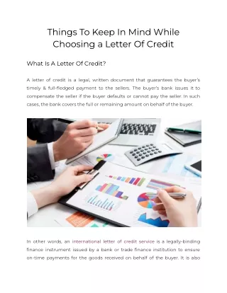 Things To Keep In Mind While Choosing a Letter Of Credit