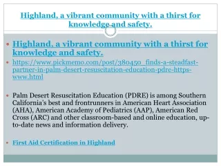 Highland, a vibrant community with a thirst for knowledge and safety.