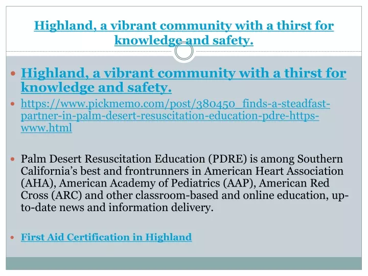 highland a vibrant community with a thirst for knowledge and safety