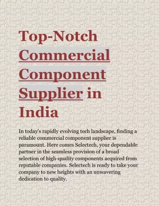 Top-Notch Commercial Component Supplier in India