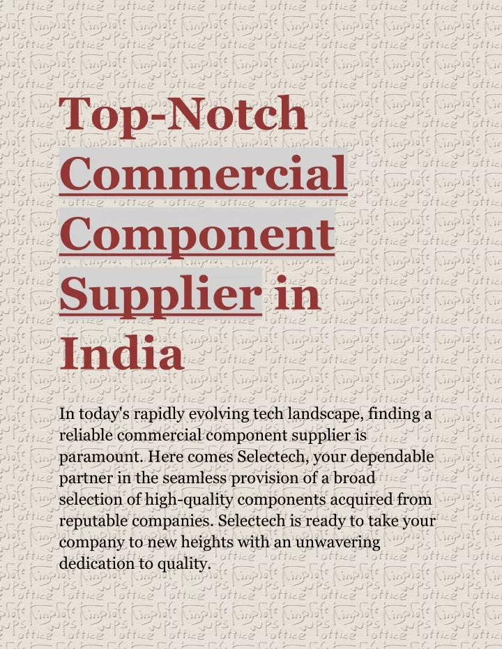 top notch commercial component supplier in india