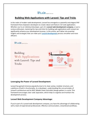 Building Web Applications with Laravel_Tips and Tricks