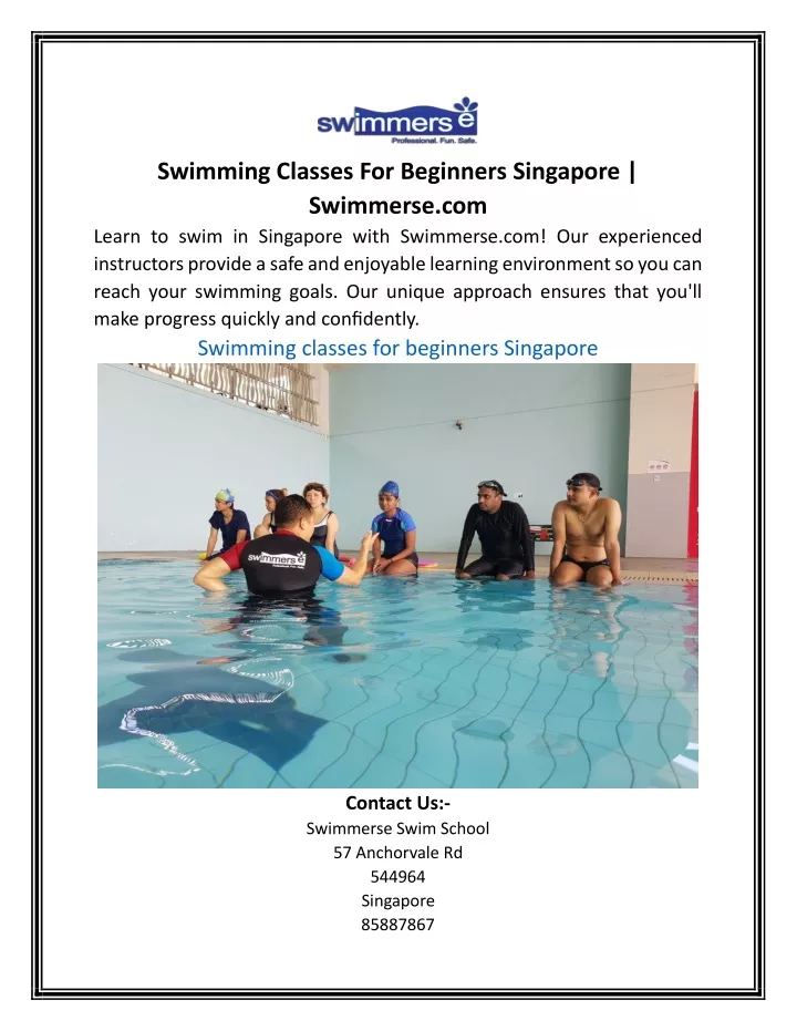 swimming classes for beginners singapore