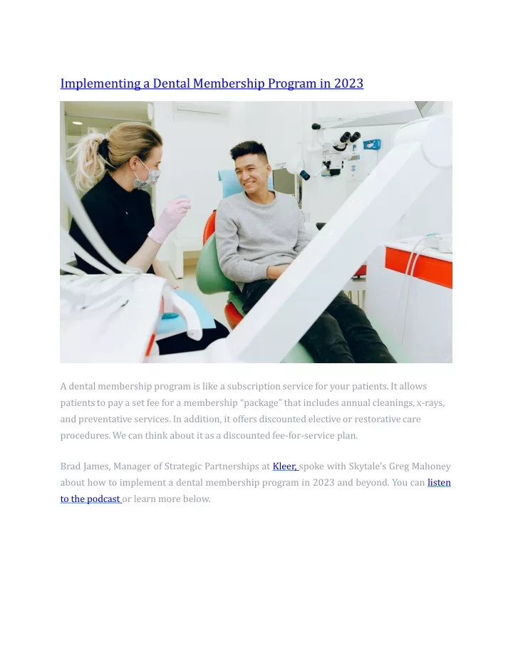 implementing a dental membership program in 2023