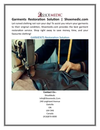 Garments Restoration Solution | Shoemedic.com