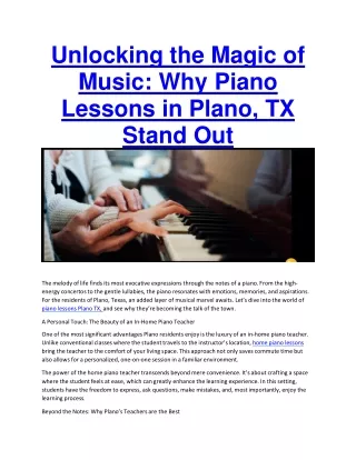 Unlocking the Magic of Music Why Piano Lessons in Plano, TX Stand Out