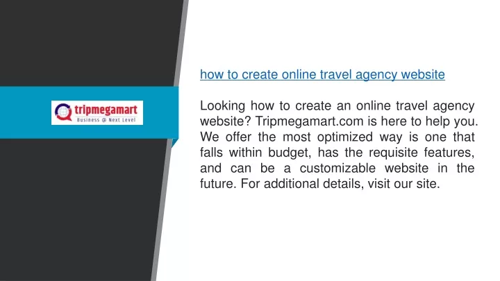 how to create online travel agency website