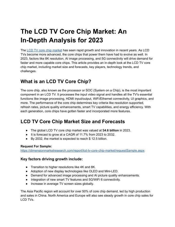 the lcd tv core chip market an in depth analysis