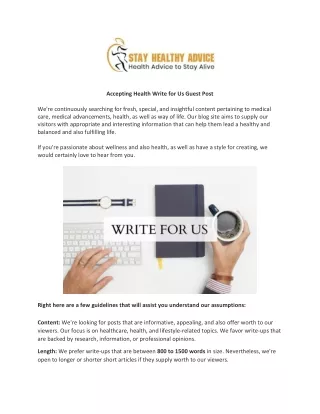 Accepting Health Write for Us Guest Post