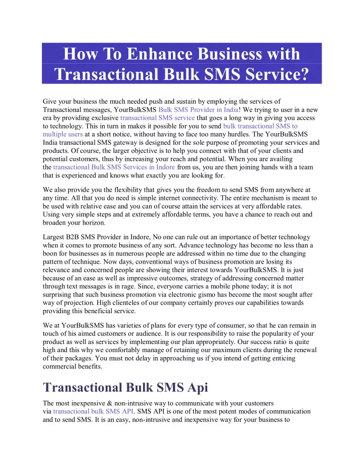 how to enhance business with transactional bulk