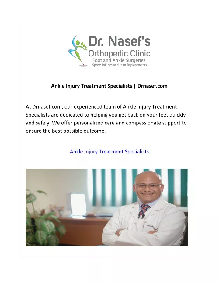 ankle injury treatment specialists drnasef com