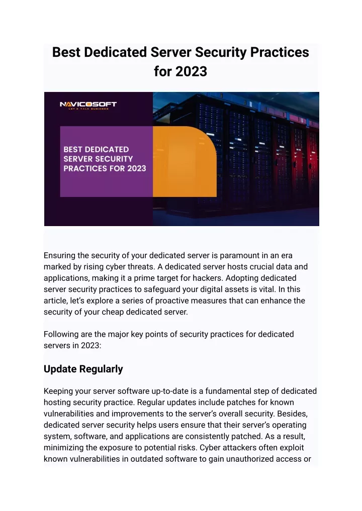 best dedicated server security practices for 2023