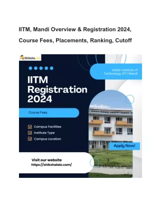 IITM, Mandi Overview & Registration 2024, Course Fees, Placements, Ranking, Cutoff