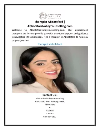 Therapist Abbotsford | Abbotsfordvalleycounselling.com