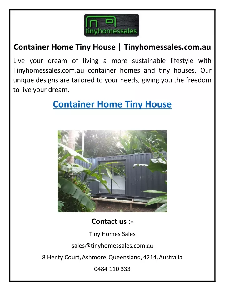 container home tiny house tinyhomessales com au