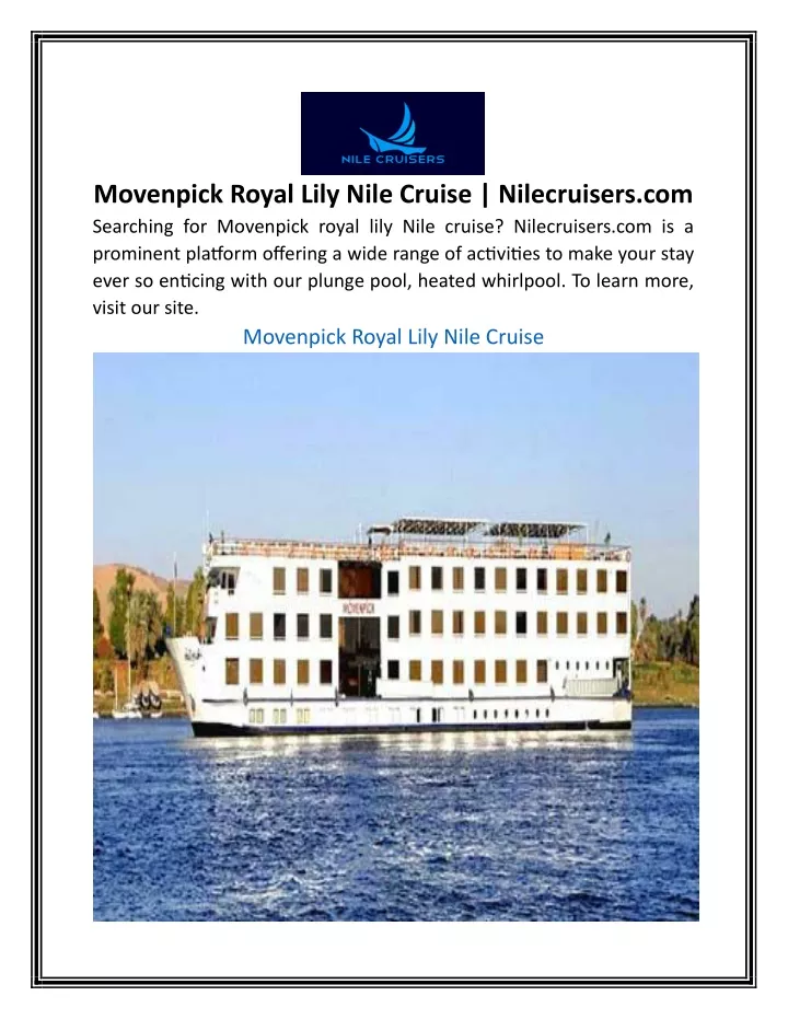 movenpick royal lily nile cruise nilecruisers