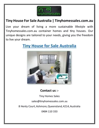 Tiny House For Sale Australia | Tinyhomessales.com.au