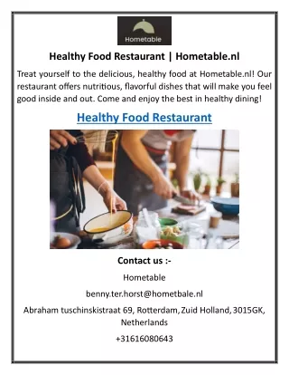 Healthy Food Restaurant | Hometable.nl