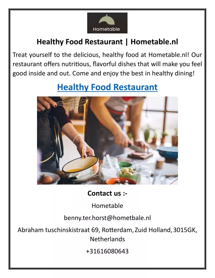 healthy food restaurant hometable nl