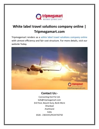 White label travel solutions company online Tripmegamart