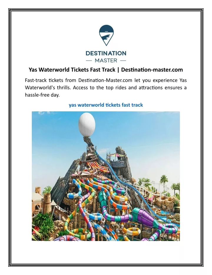 yas waterworld tickets fast track destination