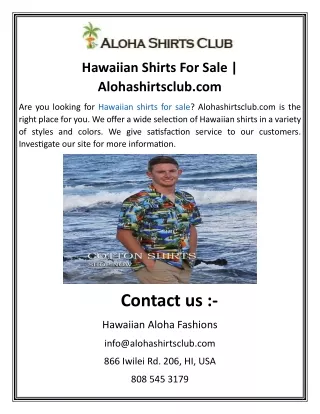 Hawaiian Shirts For Sale  Alohashirtsclub.com