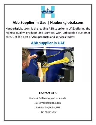 Abb Supplier In Uae | Hauberkglobal.com