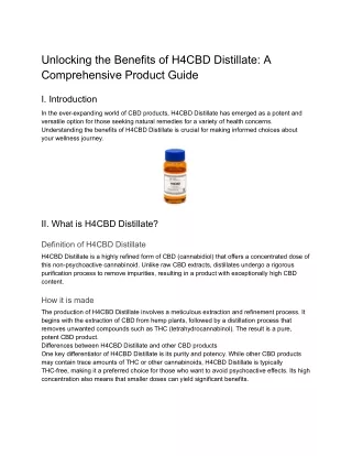 Unlocking the Benefits of H4CBD Distillate_ A Comprehensive Product Guide