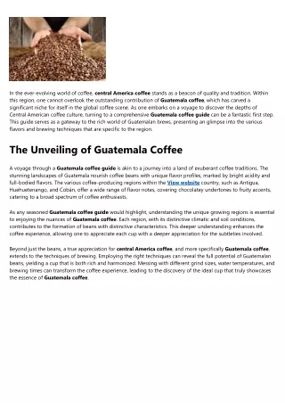Detailed Notes on central America coffee