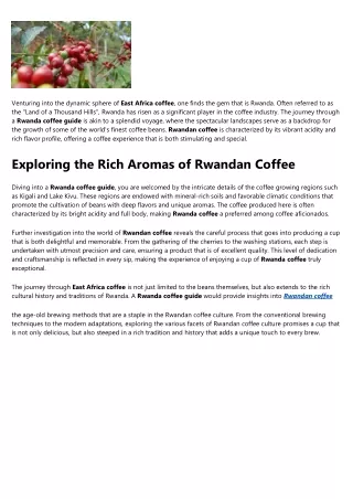The Basic Principles Of Rwandan coffee