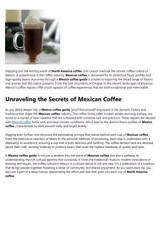 A Secret Weapon For Mexican coffee