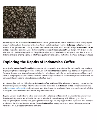 Indonesia coffee guide Fundamentals Explained