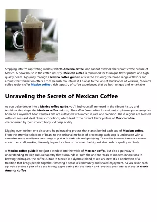 The Basic Principles Of Mexican coffee