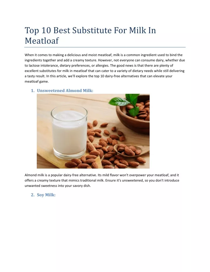 top 10 best substitute for milk in meatloaf