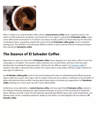 Not known Factual Statements About EL Salvador coffee guide